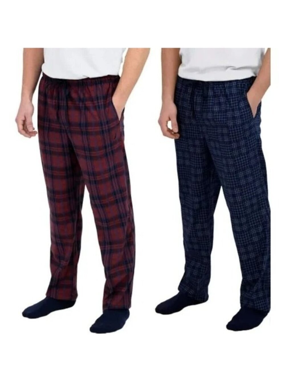 Nautica Men's XL Plaid Pajama Pants Red & Blue Fleece Polyester a2394